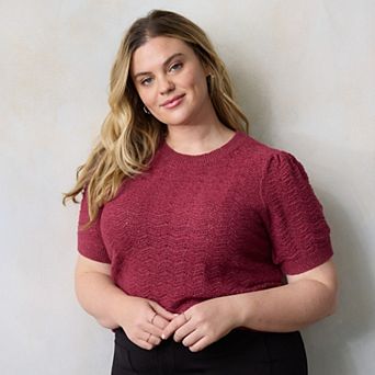 Plus Size LC Lauren Conrad Pointelle Sweater Tee