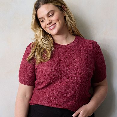 Plus Size LC Lauren Conrad Pointelle Sweater Tee