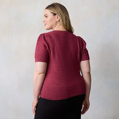 Plus Size LC Lauren Conrad Pointelle Sweater Tee