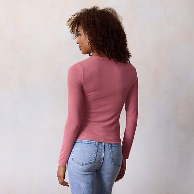 Women's LC Lauren Conrad Button Front Henley Top