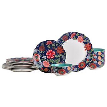 222 Fifth Chintz 12 pc Porcelain Dinnerware Set