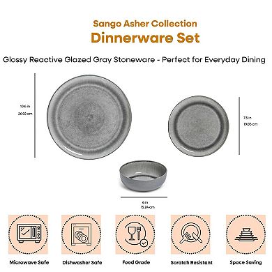 Sango Asher Gray 12-pc. Dinnerware Set