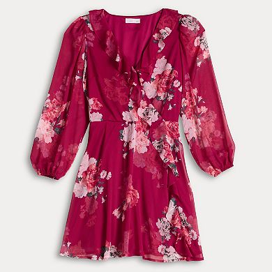 Women's LC Lauren Conrad Long Sleeve Cascade Ruffle Mini Dress