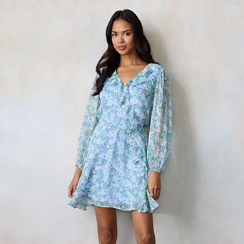Women's LC Lauren Conrad Long Sleeve Cascade Ruffle Mini Dress