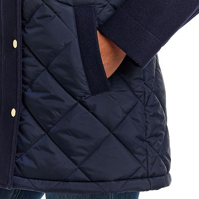 Women's Weathercast Hooded Mixed Media Quilted Walker Jacket