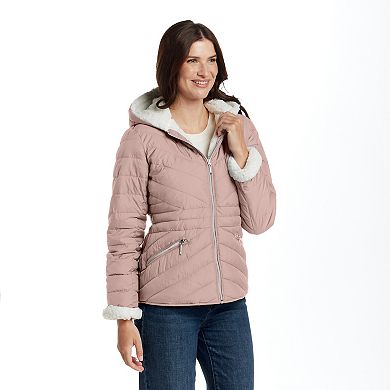 Women's Weathercast Hooded Sherpa Lining Puffer Jacket