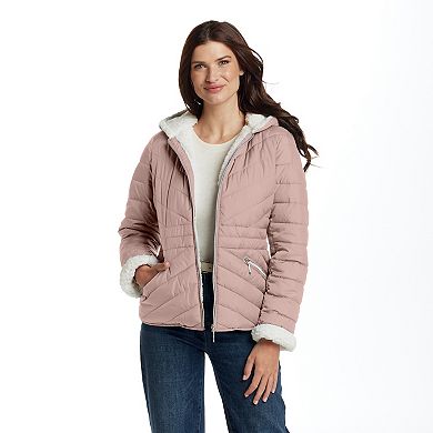 Women's Weathercast Hooded Sherpa Lining Puffer Jacket