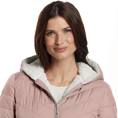 Women's Weathercast Hooded Sherpa Lining Puffer Jacket