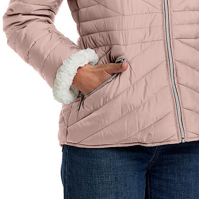 Women's Weathercast Hooded Sherpa Lining Puffer Jacket