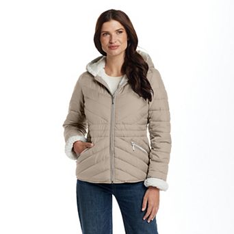Women's Weathercast Hooded Sherpa Lining Puffer Jacket