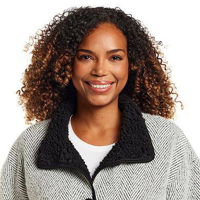 Women's Weathercast Herringbone Button Front Fleece Coatigan
