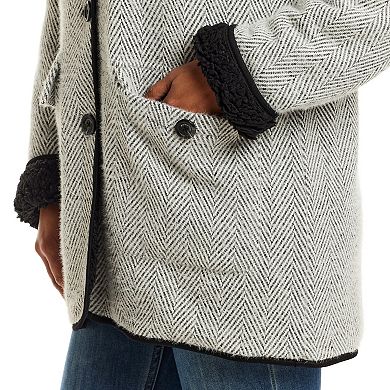 Women's Weathercast Herringbone Button Front Fleece Coatigan
