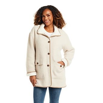 Women's Weathercast Herringbone Button Front Fleece Coatigan