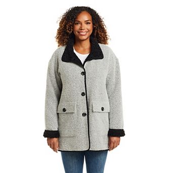 Women's Weathercast Herringbone Button Front Fleece Coatigan