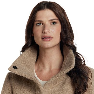 Women's Weathercast Snap Front Boucle Topper with Knit Sleeves