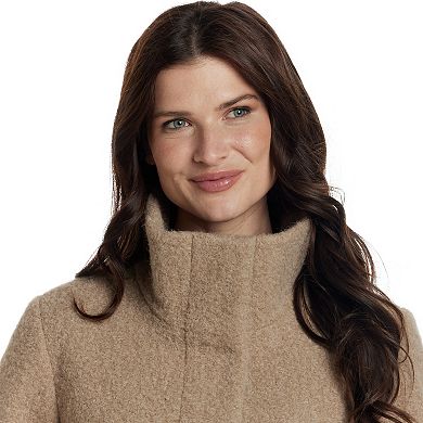 Women's Weathercast Snap Front Boucle Topper with Knit Sleeves