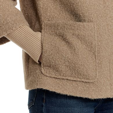 Women's Weathercast Snap Front Boucle Topper with Knit Sleeves