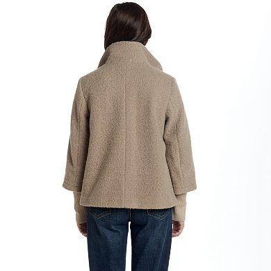 Women's Weathercast Snap Front Boucle Topper with Knit Sleeves