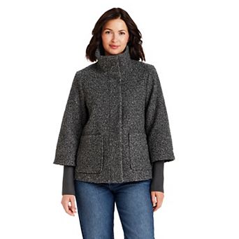 Women's Weathercast Snap Front Boucle Topper with Knit Sleeves