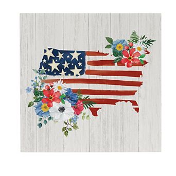 Evergreen Enterprises Classic Floral USA Wooden Wall Decor