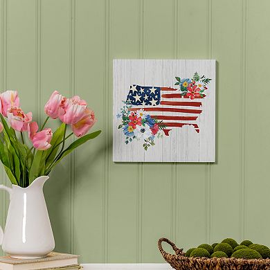Evergreen Enterprises Classic Floral USA Wooden Wall Decor
