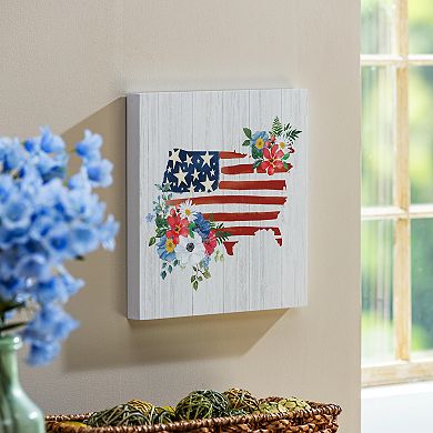 Evergreen Enterprises Classic Floral USA Wooden Wall Decor