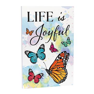 Evergreen Enterprises Life Is Joyful Butterflies Wooden Wall Decor