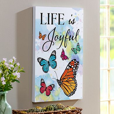 Evergreen Enterprises Life Is Joyful Butterflies Wooden Wall Decor