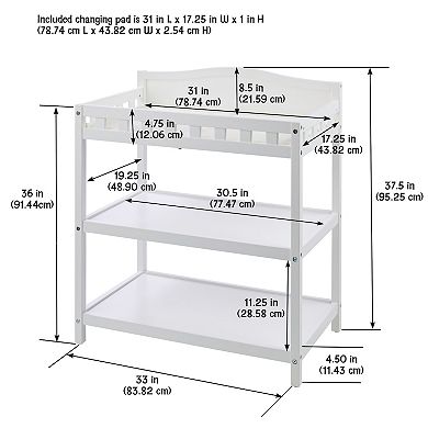 Badger Basket Simply Stylish Baby Changing Table & 2 Shelves