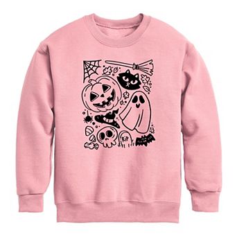 Girls 7-16 Halloween Doodle Crew Fleece Graphic Sweatshirt