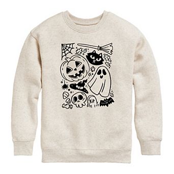 Girls 7-16 Halloween Doodle Crew Fleece Graphic Sweatshirt