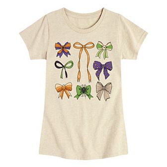 Girls 7-16 Halloween Bows Grid Graphic Tee