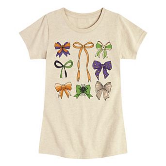Girls 7-16 Halloween Bows Grid Graphic Tee