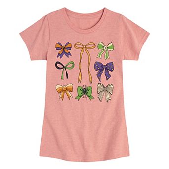 Girls 7-16 Halloween Bows Grid Graphic Tee