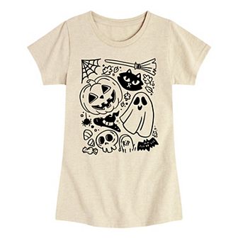 Girls 7-16 Halloween Doodle Graphic Tee