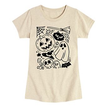 Girls 7-16 Halloween Doodle Graphic Tee