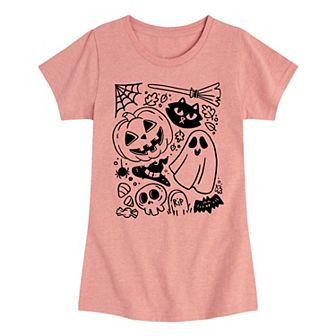 Girls 7-16 Halloween Doodle Graphic Tee
