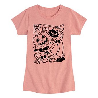 Girls 7-16 Halloween Doodle Graphic Tee