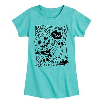 Girls 7-16 Halloween Doodle Graphic Tee