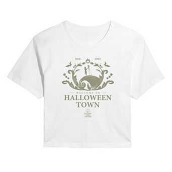 Disney's The Nightmare Before Christmas Juniors' Welcome To Halloween Town Cropped Tee