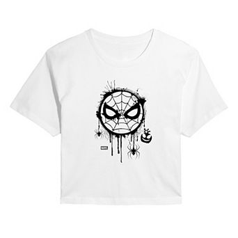 Juniors' Marvel Spider-Man Halloween Cropped Tee