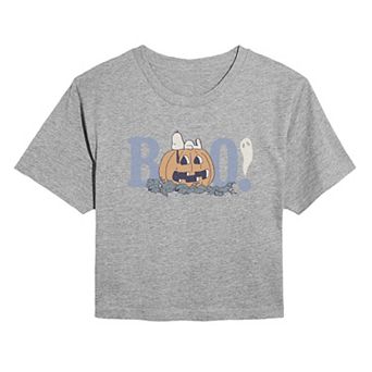 Juniors' Peanuts Snoopy BOO Cropped Tee