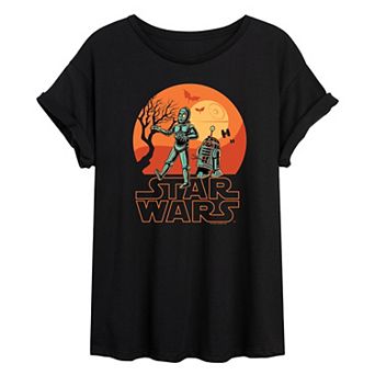 Juniors' Star Wars C-3PO & R2-D2 Halloween Oversized Tee