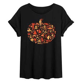 Juniors' Star Wars Pumpkin Silhouette Oversized Tee