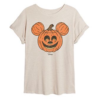 Disney's Mickey Mouse Juniors' Distressed Pumpkin Oversized Tee