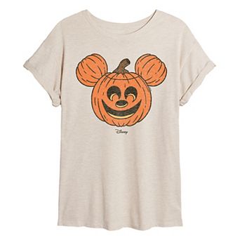 Disney's Mickey Mouse Juniors' Distressed Pumpkin Oversized Tee