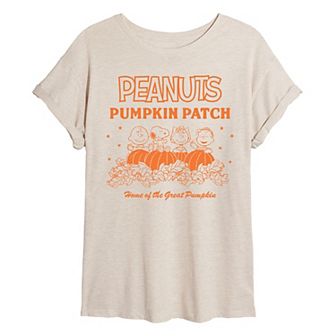 Juniors' Peanuts Pumpkin Patch Home Of The Great Pumpkin Oversized Tee