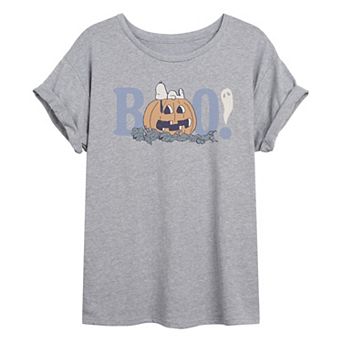 Juniors' Peanuts Snoopy BOO Oversized Tee