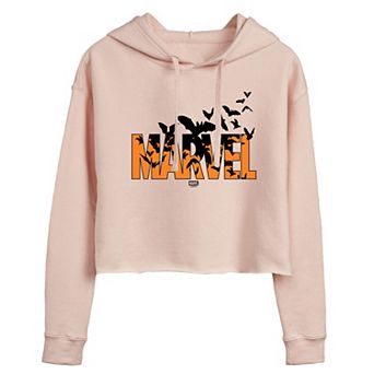 Juniors' Marvel Logo Halloween Bats Cropped Hoodie