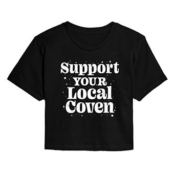 Juniors' Support Your Local Coven Cropped Tee